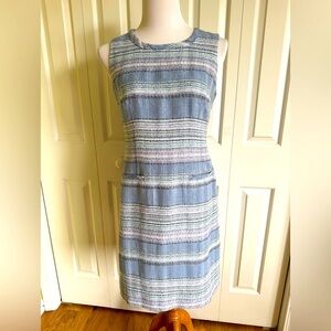 TALBOTS Blue Tweed Sleeveless Dress 6 NWT $139